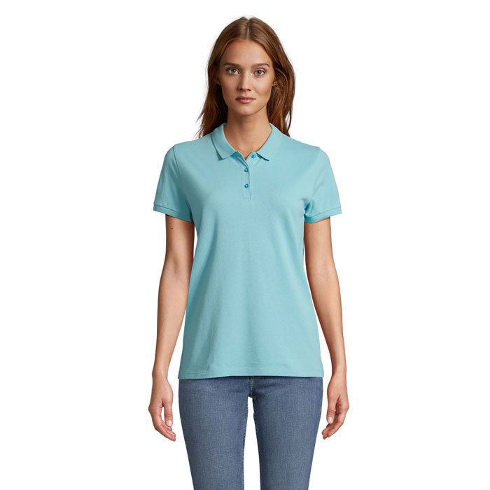 Polo femme coton bio publicitaire 170g - PLANET Bleu piscine